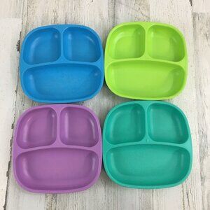 4 RePlay Divided Plates Toddler Kids Stackable Camping BPA Free Made USA 7.5"